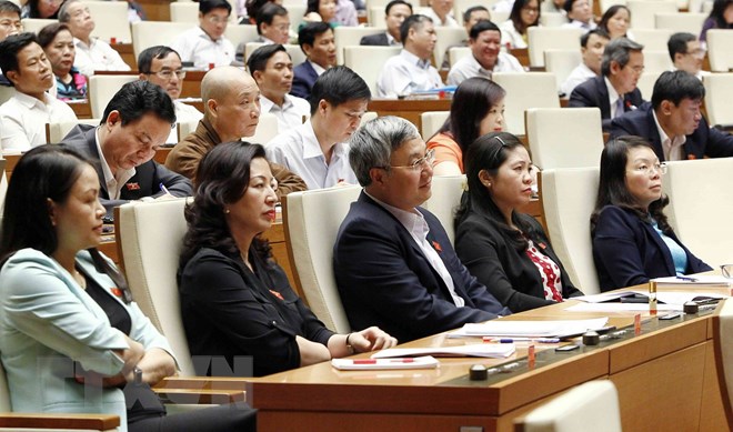 Các đại biểu Quốc hội trong phiên chất vấn và trả lời chất vấn chiều 1/11. (Ảnh: Văn Điệp/TTXVN)