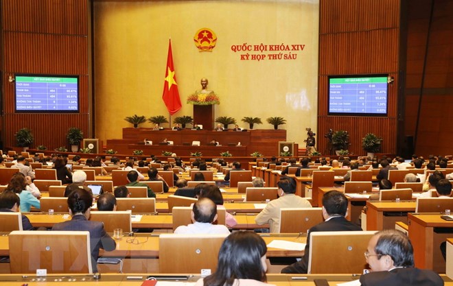 Quốc hội biểu quyết thông qua toàn văn Luật Chăn nuôi. (Ảnh: Phương Hoa/TTXVN)