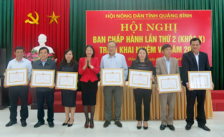 Hội Nông dân tỉnh trao bằng khen cho các tập thể có thành tích xuất sắc trong phong trào nông dân năm 2018.