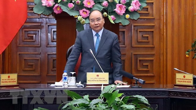 Thủ tướng Nguyễn Xuân Phúc phát biểu tại Phiên họp của Thường trực Chính phủ về tình hình Tết Nguyên đán Kỷ Hợi và những nhiệm vụ trọng tâm sau Tết. (Ảnh: Thống Nhất/TTXVN)