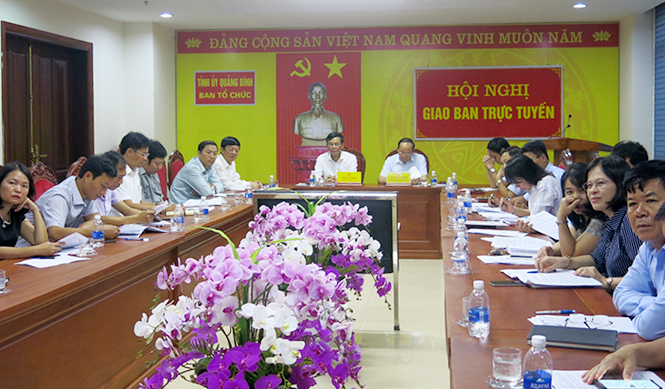 Các đại biểu tham dự hội nghị tại điểm cầu tỉnh Quảng Bình.