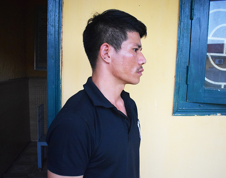 Đối tượng Nguyễn Văn Thanh tại cơ quan Điều tra.