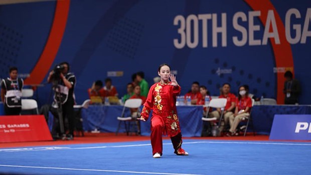 Minh Huyền giành huy chương đồng. (Ảnh: Hoàng Linh/TTXVN)