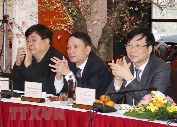 Lãnh đạo các cơ quan thông tấn, báo chí dự hội nghị. (Ảnh: Phương Hoa/TTXVN)