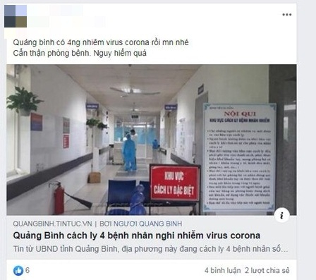 Thông tin sai sự thật do N.T.K.Y phát tán trên trang Facebook cá nhân.