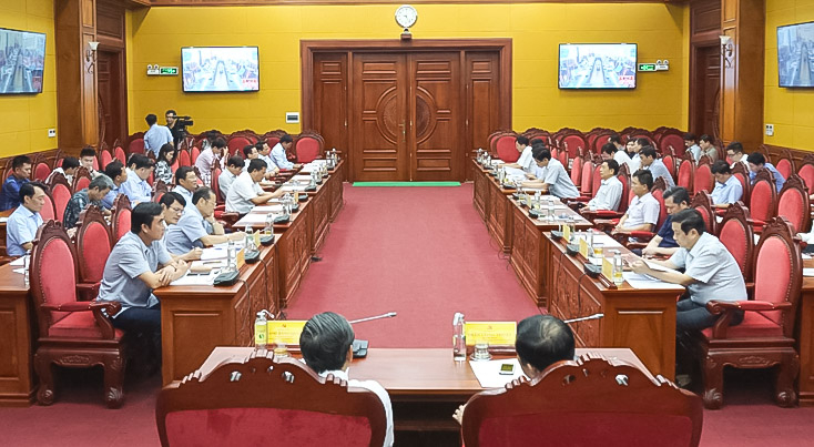 Quang cảnh hội nghị tại điểm cầu tỉnh Quảng Bình.