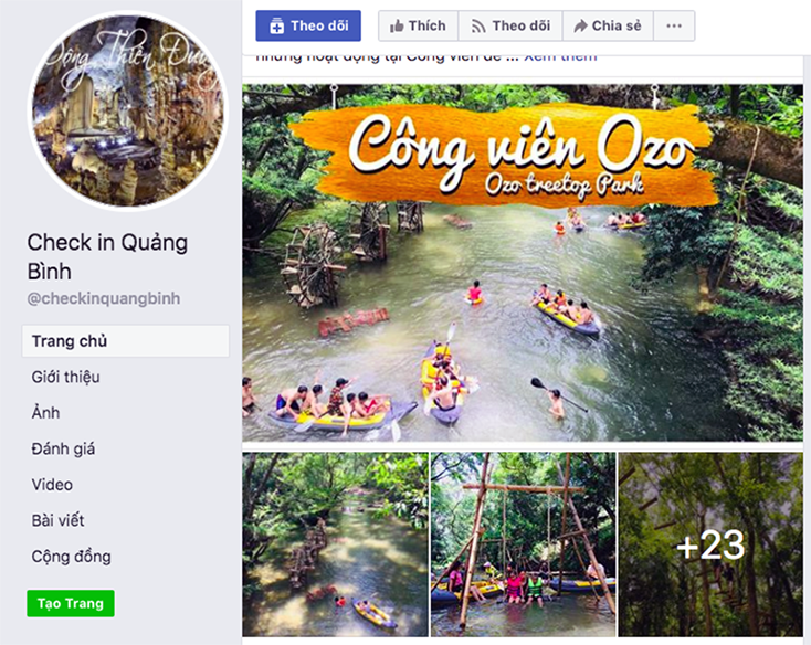 Hình ảnh trên trang  "Check in Quảng Bình ". 