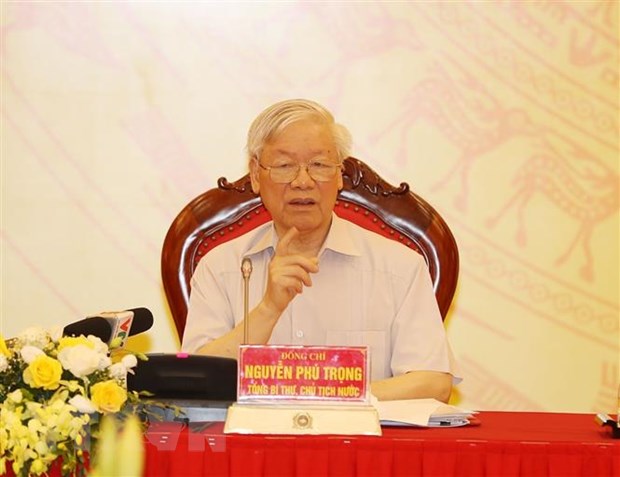 Tổng Bí thư, Chủ tịch nước Nguyễn Phú Trọng phát biểu tại Hội nghị. (Ảnh: Trí Dũng/TTXVN)