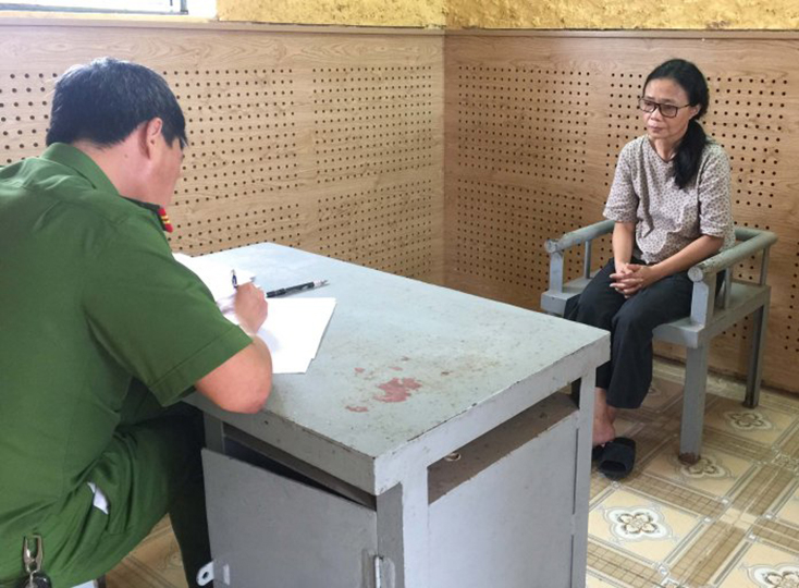 Đối tượng Trần Thị Thủy khai báo tại Cơ quan CSĐT. 
