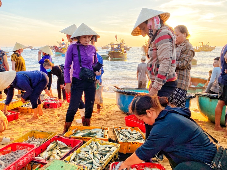   Những người phụ nữ gắn bó nhiều năm với chợ cá Nhân Trạch.