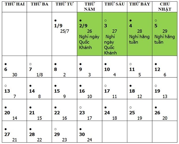  Lịch nghỉ Quốc khánh năm 2021. (Ảnh: PV/Vietnam+)