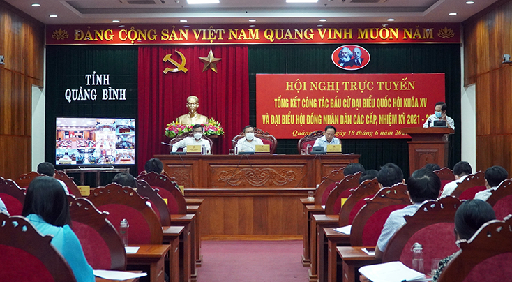 Toàn cảnh hội nghị tại điểm cầu Tỉnh ủy