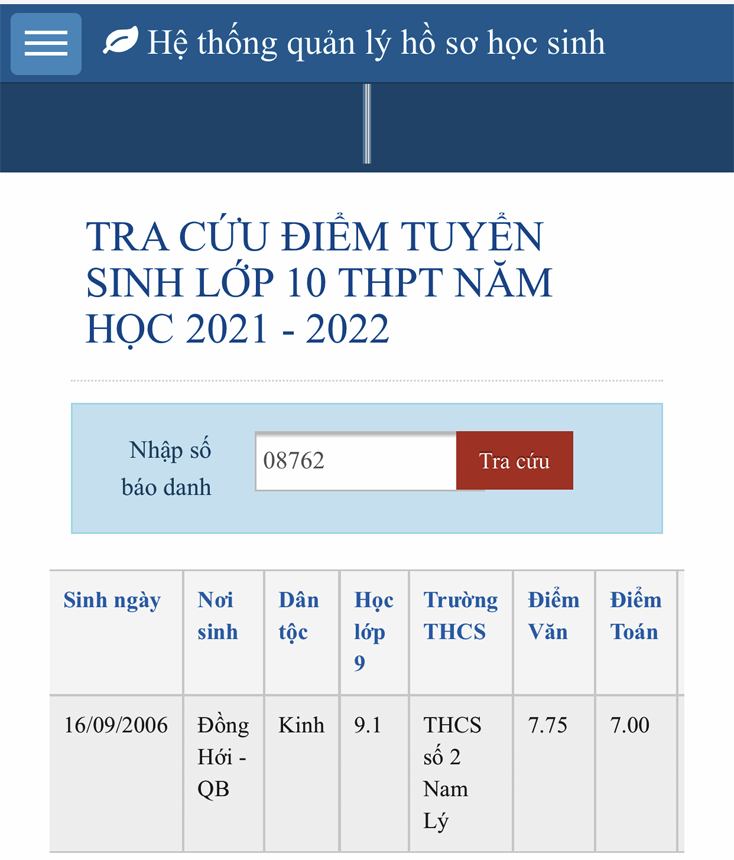 Hệ thống phần mềm tra cứu kết quả thi tuyển sinh vào lớp 10 THPT được Sở GD-ĐT xây dựng, lần đầu tiên đưa vào sử dụng để hỗ trợ cho học sinh.
