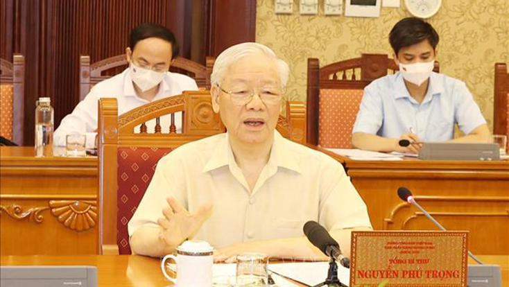 Tổng Bí thư Nguyễn Phú Trọng phát biểu kết luận. Ảnh: Trí Dũng/TTXVN