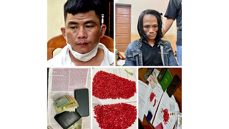 Các đối tượng và tang vật vụ án.