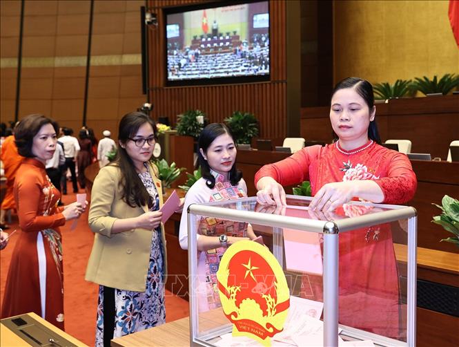 Các nữ đại biểu Quốc hội khóa XIV. Ảnh: TTXVN