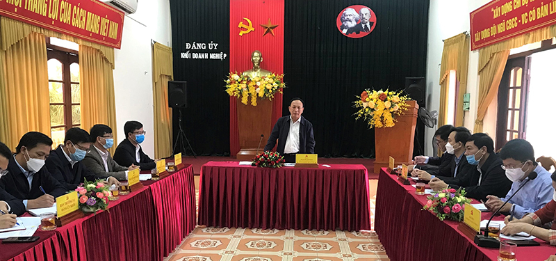 Đồng chí Phó Bí thư Thường trực Tỉnh ủy Trần Hải Châu phát biểu kết luận buổi làm việc.