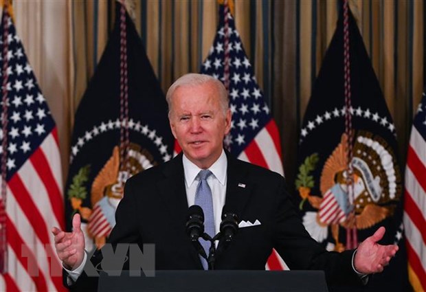 Tổng thống Mỹ Joe Biden phát biểu tại Washington, DC. (Ảnh: AFP/TTXVN)