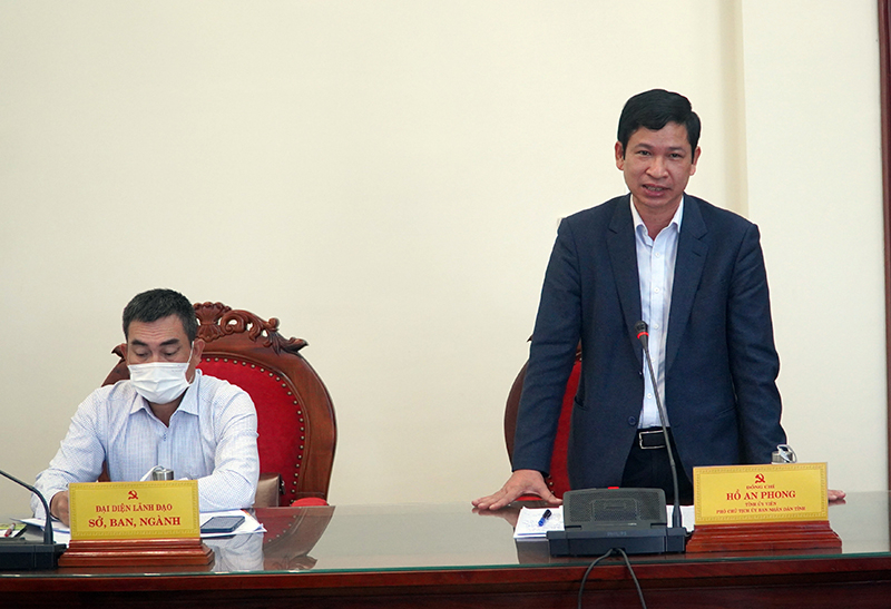 Đồng chí Phó Chủ tịch UBND tỉnh Hồ An Phong phát biểu tại buổi làm việc.
