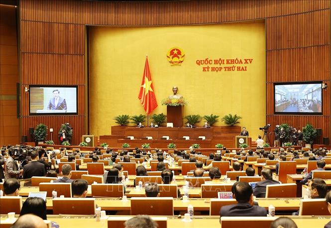 Chủ tịch Quốc hội Vương Đình Huệ phát biểu bế mạc Kỳ họp thứ hai, Quốc hội khóa XV. Ảnh tư liệu: Trí Dũng/TTXVN