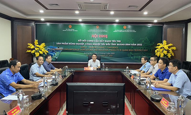 Quang cảnh hội nghị tại điểm cầu tỉnh Quảng Bình.