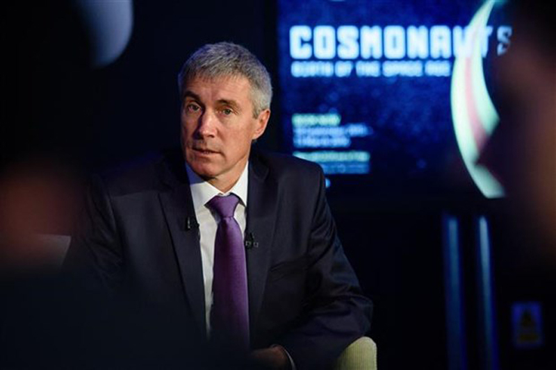 Ông Sergei Krikalev phát biểu tại một cuộc họp báo ở London (Anh). (Ảnh: AFP/TTXVN)