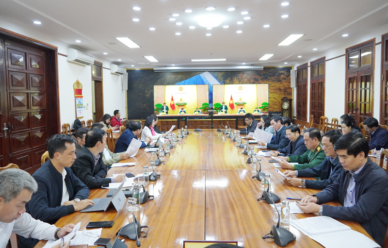 Quang cảnh hội nghị tại điểm cầu tỉnh Quảng Bình.