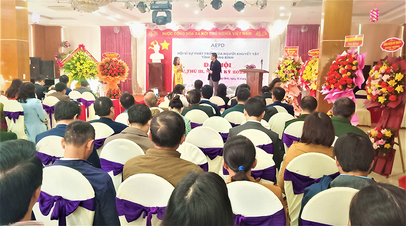 Quang cảnh đại hội vì sự phát triển của người khuyết tật tỉnh đã tổ chức Đại hội lần thứ III nhiệm kỳ 2022-2027.