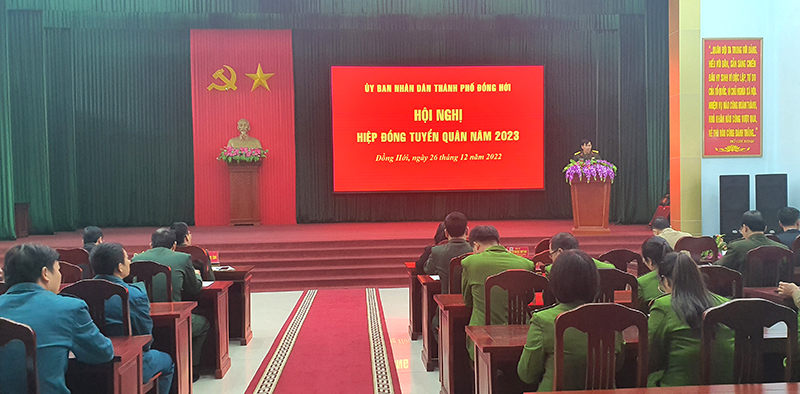 Toàn cảnh hội nghị hiệp đồng giao, nhận quân năm 2023.