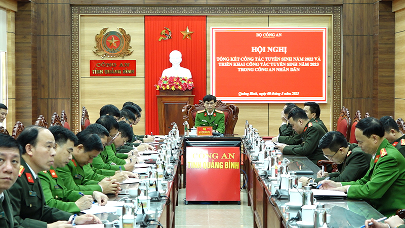 Các đại biểu dự hội nghị tại điểm cầu Công an tỉnh Quảng Bình