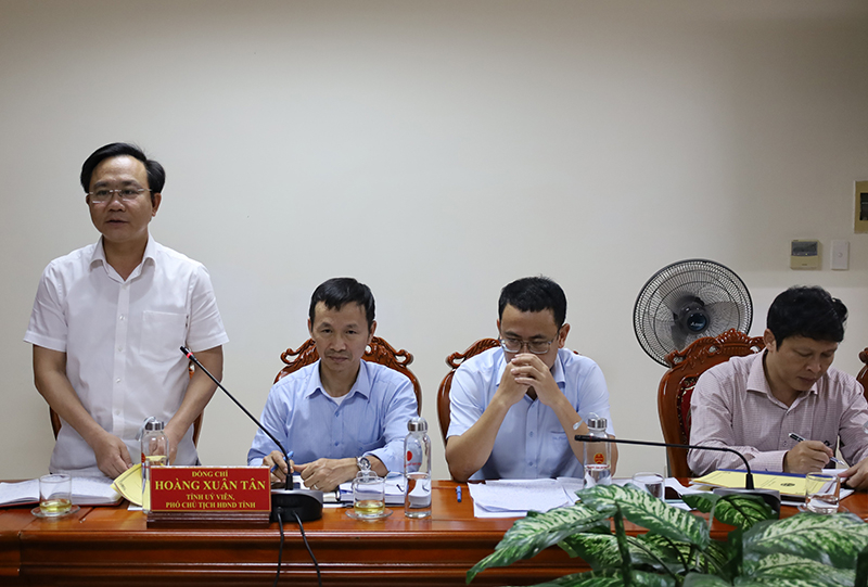 Đồng chí Phó Chủ tịch HĐND tỉnh Hoàng Xuân Tân phát biểu tại buổi làm việc.