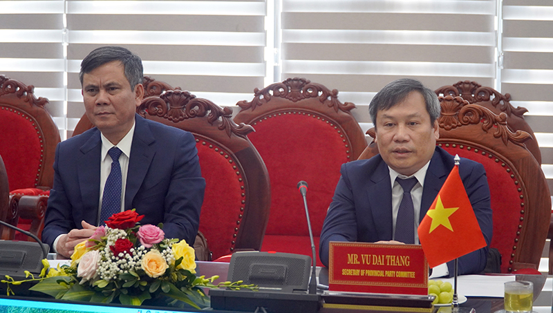 Đồng chí Bí thư Tỉnh ủy Vũ Đại Thắng bày tỏ niềm tin tưởng về tính khả thi của quan hệ hợp tác giữa hai tỉnh và từng lĩnh vực