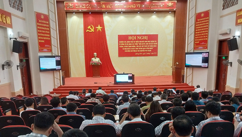 Toàn cảnh hội nghị tại điểm cầu huyện Minh Hóa