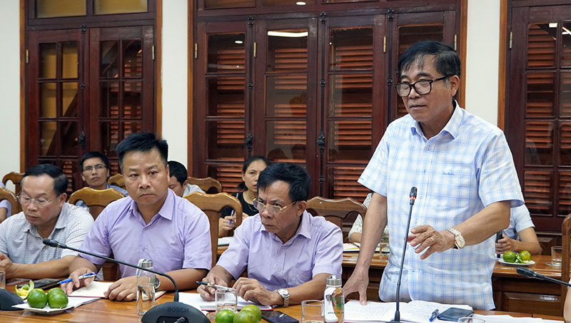 Đồng chí Phó Chủ tịch Thường trực UBND tỉnh Đoàn Ngọc Lâm phát biểu tại buổi làm việc.