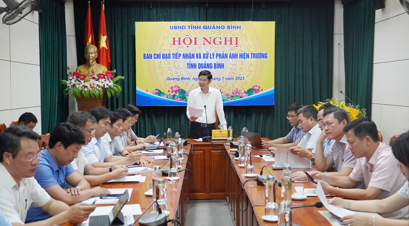 Đồng chí Phó Chủ tịch UBND tỉnh Hồ An Phong phát biểu kết luận hội nghị BCĐ Tiếp nhận và xử lý phản ánh hiện trường tỉnh Quảng Bình.