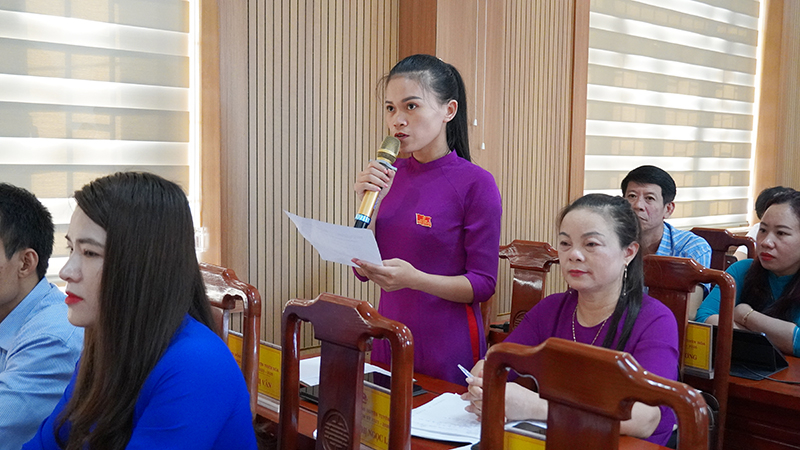 Đại biểu chất vấn lãnh đạo các phòng, ban cấp huyện.