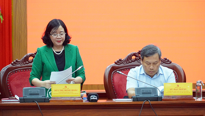 Đồng chí Trưởng ban Dân vận Trung ương Bùi Thị Minh Hoài kết luận tại buổi làm việc