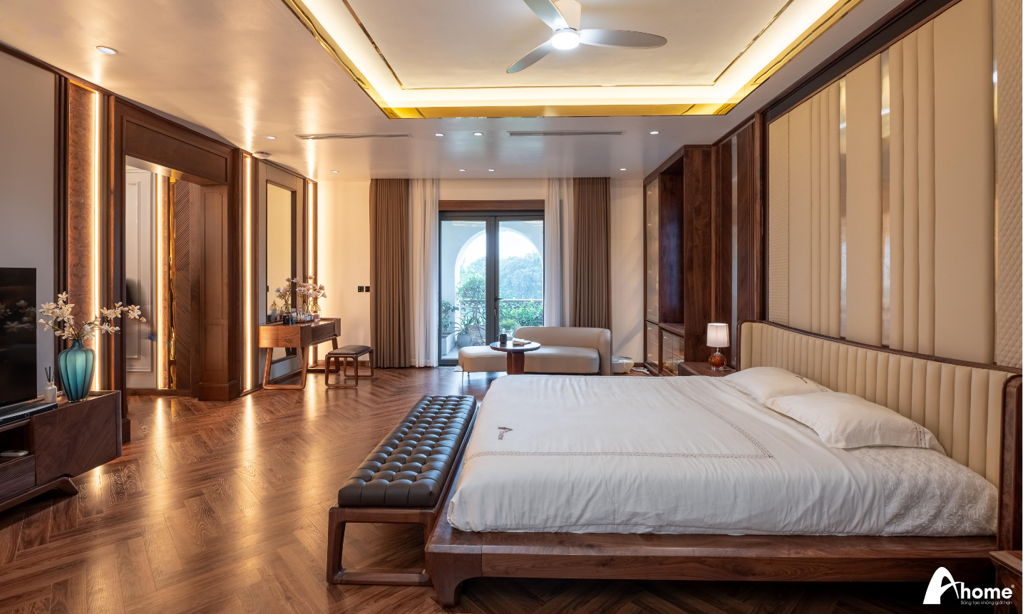 Gỗ óc chó giúp tôn lên vẻ thời thượng cho không gian phòng
