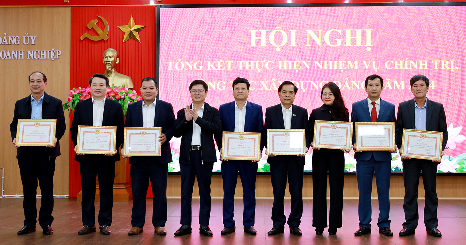 Lãnh đạo Đảng ủy Khối Doanh nghiệp tỉnh trao giấy khen cho các đảng bộ cơ sở, chi bộ cơ sở đạt tiêu chuẩn “Hoàn thành xuất sắc nhiệm vụ” tiêu biểu năm 2024.