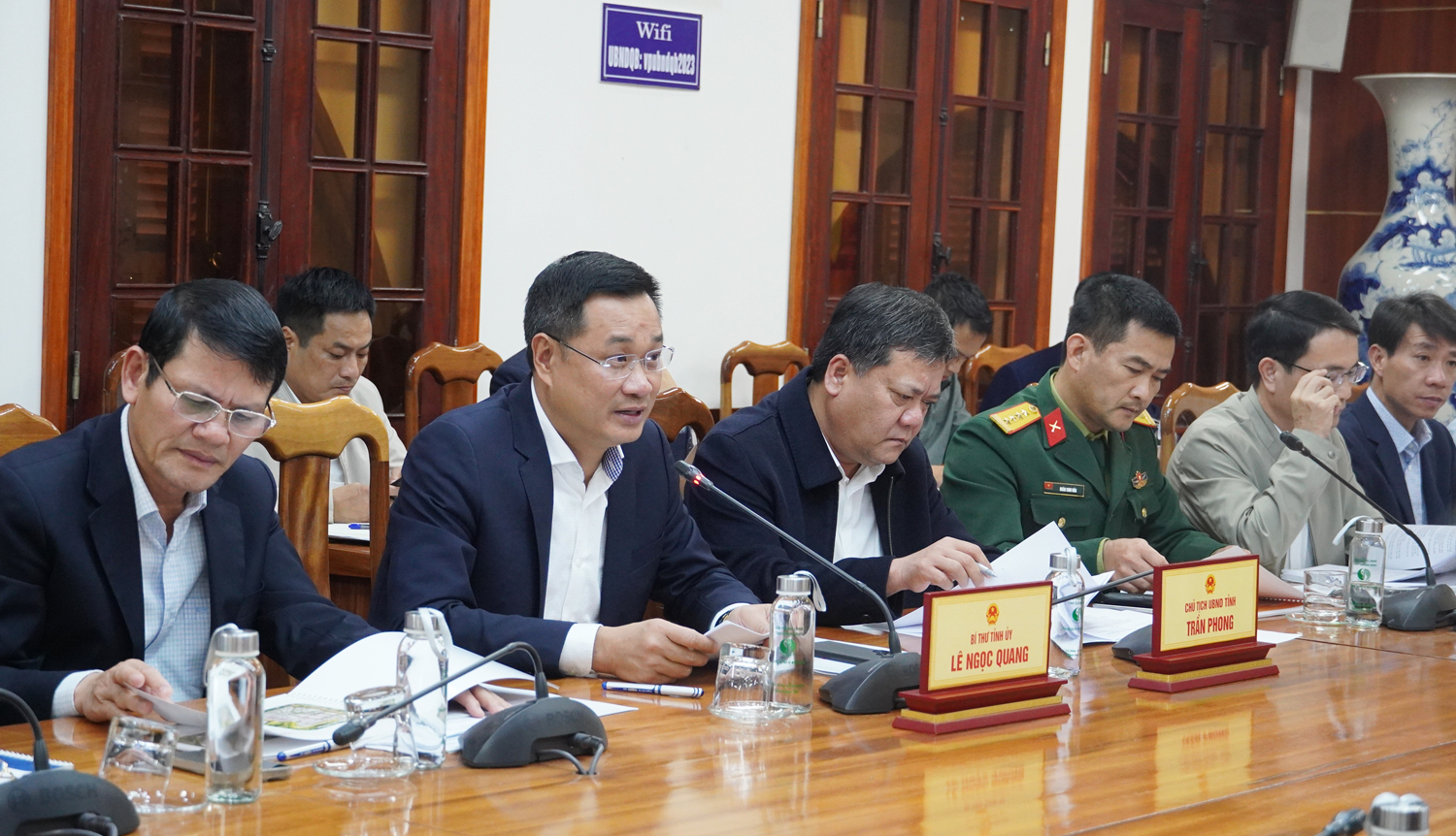 Đồng chí Bí thư Tỉnh ủy Lê Ngọc Quang phát biểu tại buổi làm việc.