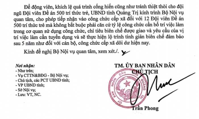 UBND tỉnh kiến nghị “đặc cách” tiếp nhận các trí thức trẻ vào công chức cấp xã