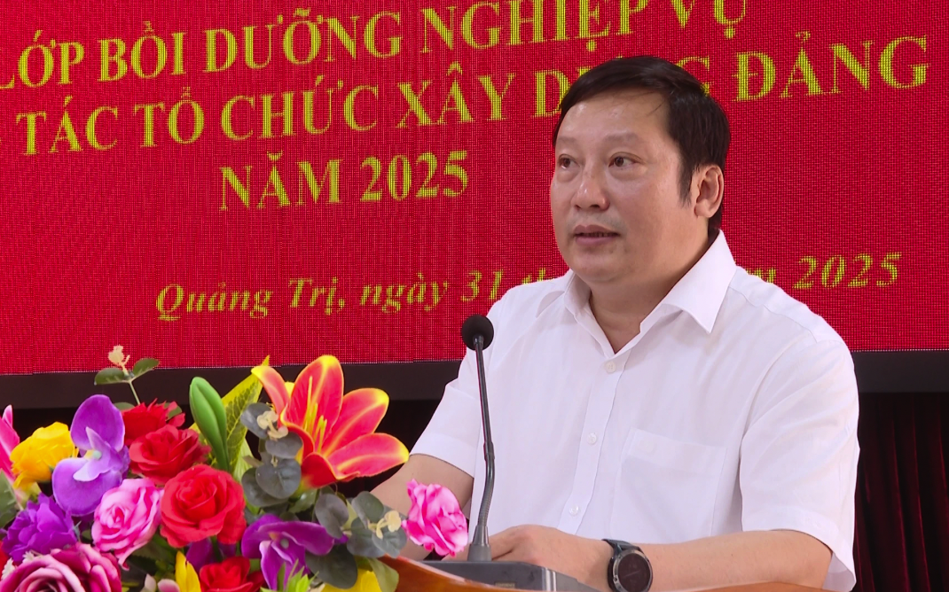 Phó trưởng Ban Tổ chức Tỉnh ủy Hà Văn Ninh báo cáo chuyên đề - Ảnh: H.L