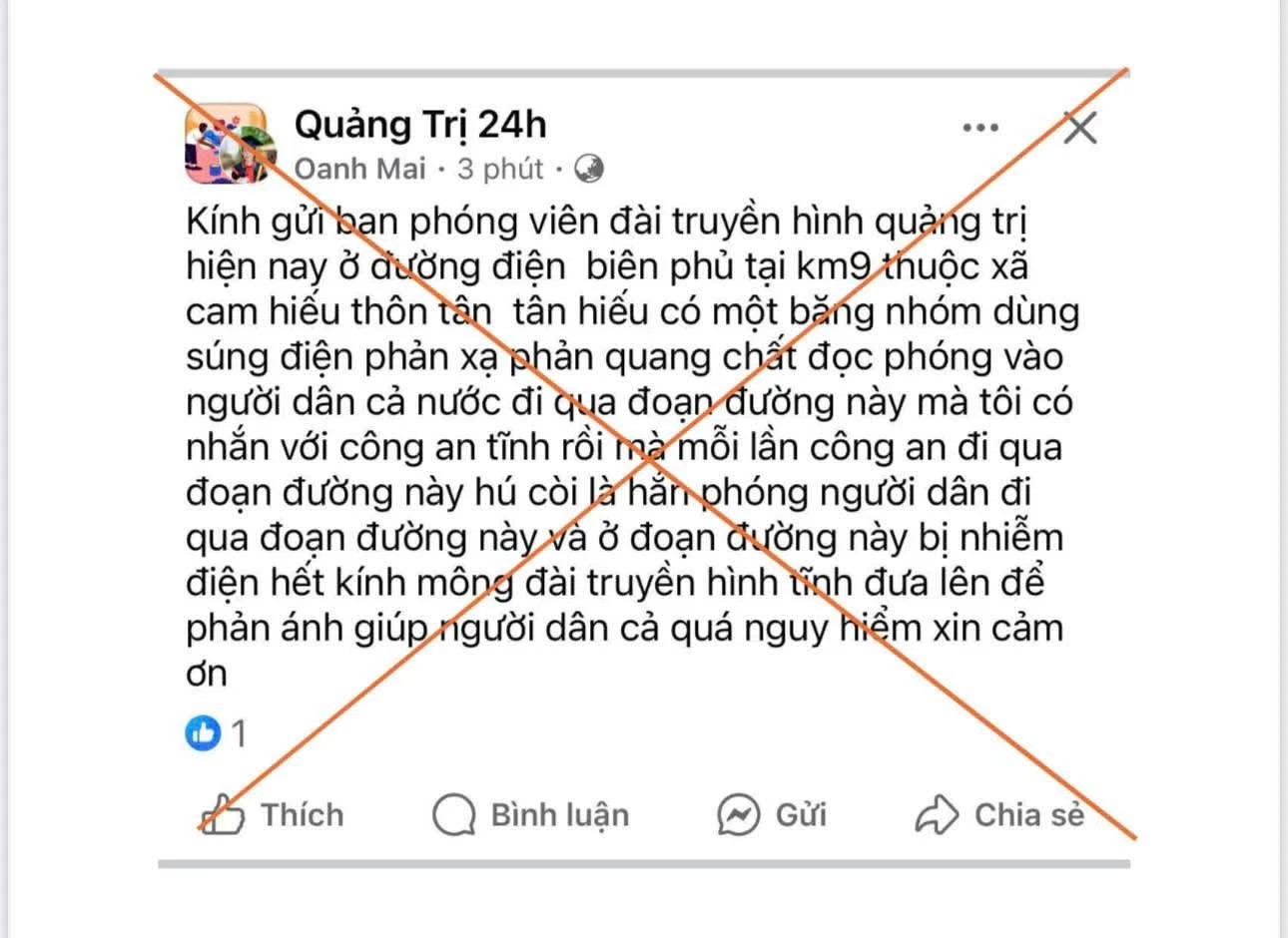 Công an xã Hiếu Giang xác định thông tin nhóm đối tượng dùng súng điện bắn người đi đường trên facbook là không đúng sự thật - Ảnh: L.T
