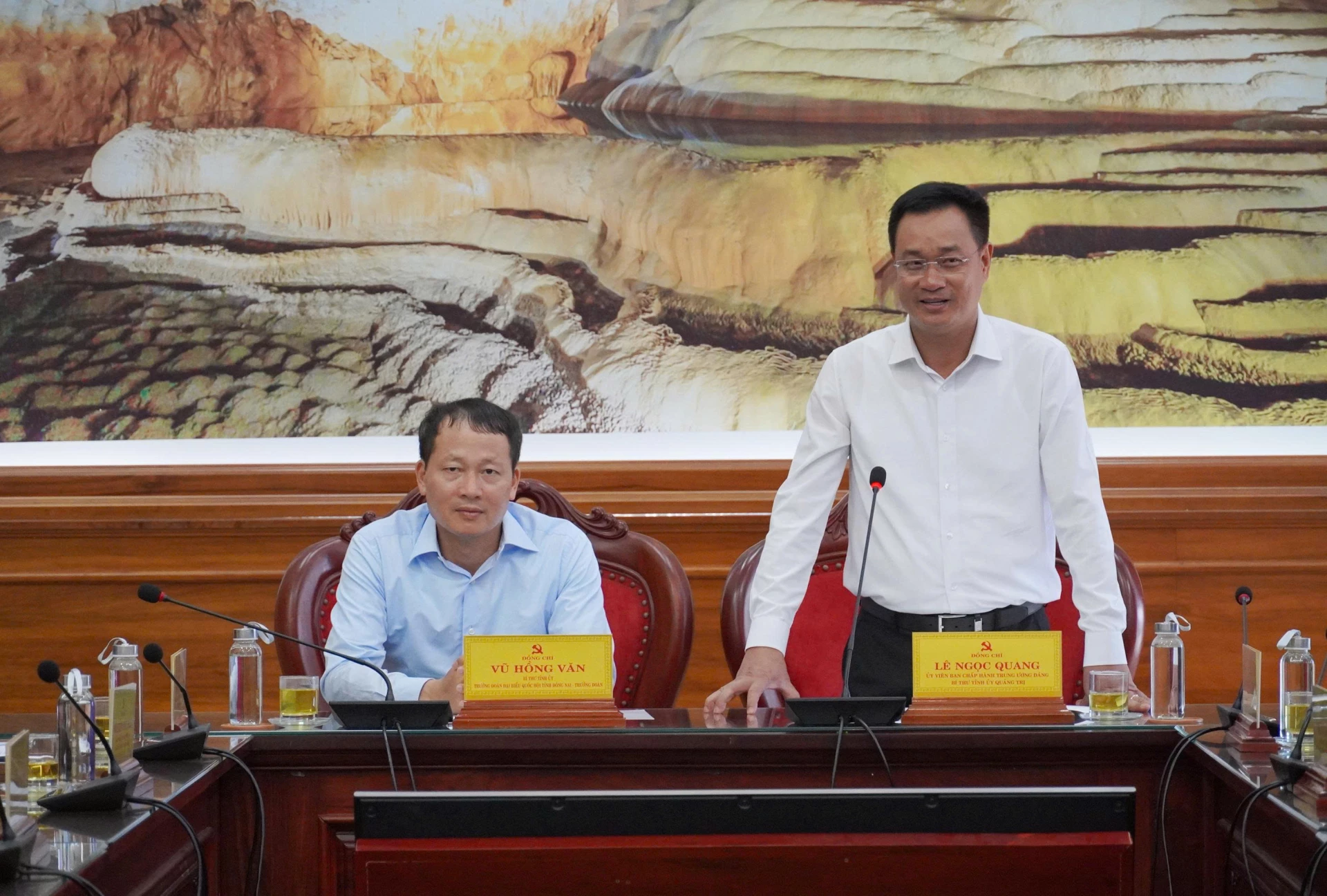 Bí thư Tỉnh ủy Quảng Trị Lê Ngọc Quang phát biểu tại buổi làm việc -  Ảnh: XP