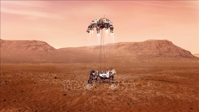 Tàu thám hiểm Perseverance của NASA hạ cánh xuống sao Hỏa. Ảnh tư liệu: THX/TTXVN