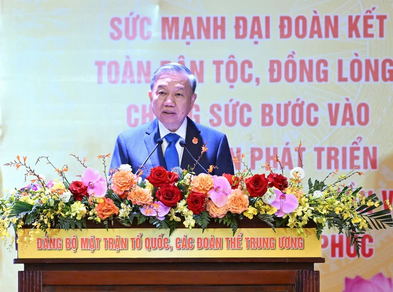 Tổng Bí thư Tô Lâm phát biểu tại Đại hội. (Ảnh: DUY LINH)