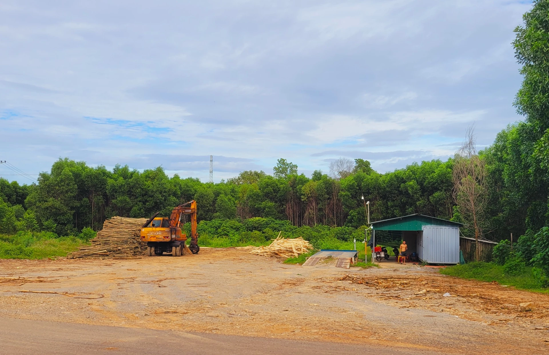 Trạm cân tại thửa đất của hộ ông Lê Đức Hải - Ảnh: T.Tuyền