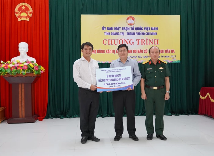 TP. Hồ Chí Minh hỗ trợ tỉnh Quảng Trị 5 tỉ đồng khắc phục hậu quả bão số 10