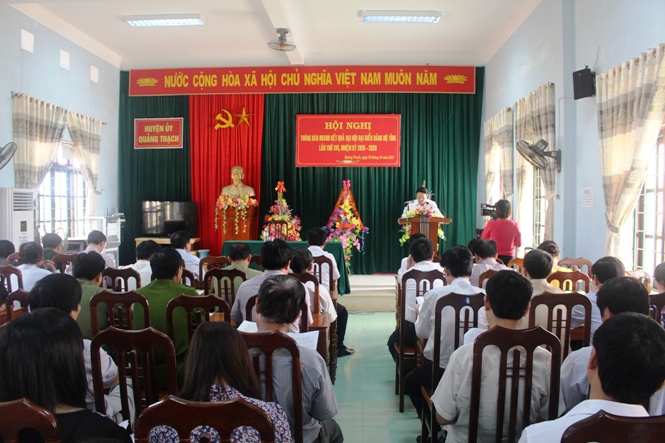 Quảng Trạch: Thông báo nhanh kết quả Đại hội Đảng bộ tỉnh lần thứ XVI, nhiệm kỳ 2015 -2020