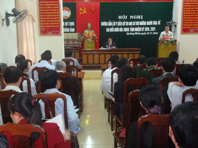 Hội nghị hướng dẫn lấy ý kiến cử tri nơi cư trú người ứng cử đại biểu Quốc hội khóa XIV và HĐND tỉnh nhiệm kỳ 2016-2021